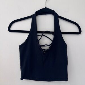 Express Black Halter Crop Top